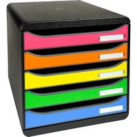 Exacompta Schubladenbox BIG-BOX PLUS  rot, orange, gelb, grün, violett 309798D, DIN A4 mit 5 Schubladen von Exacompta