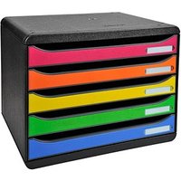 Exacompta Schubladenbox Big-Box Plus quer Classic  rot, orange, gelb, grün, blau 308798D, DIN A4 quer mit 5 Schubladen von Exacompta