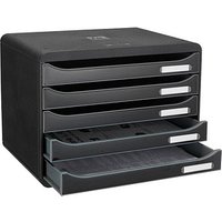 Exacompta Schubladenbox Big-Box Plus quer Classic  schwarz 308714D, DIN A4 quer mit 5 Schubladen von Exacompta
