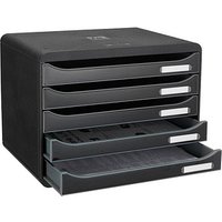 Exacompta Schubladenbox Big-Box Plus quer Classic  schwarz 308714D, DIN A4 quer mit 5 Schubladen, 1 St. von Exacompta