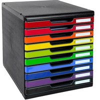 Exacompta Schubladenbox Modulo  2x rot, orange, gelb, 2x grün, 2x blau, violett, schwarz 302798D, DIN A4 mit 10 Schubladen von Exacompta