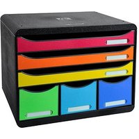 Exacompta Schubladenbox STORE-BOX  rot, orange, gelb, grün, hellblau, violett 306798D, DIN A4+ quer mit 6 Schubladen von Exacompta