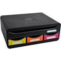 Exacompta Schubladenbox Toolbox  schwarz, gelb, orange, pink 319798D, DIN A4+ quer mit 4 Schubladen von Exacompta