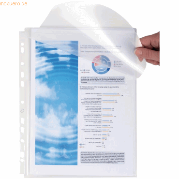 Exacompta Sichthüllen A4 PP 200my glasklar mit Falte und Lasche VE=10 von Exacompta