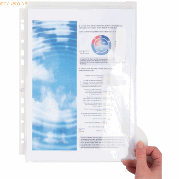 Exacompta Sichthüllen A4 PP 200my glasklar mit Falte und Lasche VE=10 von Exacompta