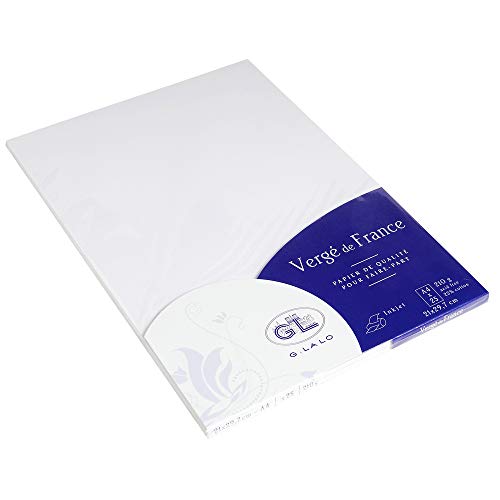 G.Lalo 41000L Papier Vergé de France (210g, DIN A4, 21 x 29,7 cm, 25 Blatt) weiß von G. Lalo