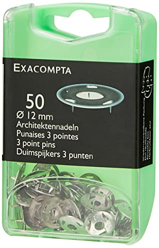 Exacompta 14761E 50er Pack Architektennadeln Ø12mm Höhe 30mm in Kunststoffbox von Exacompta