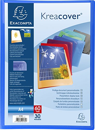 Exacompta 5730E 12er Pack Sichtmappe KeaCover aus Kunststoff DIN A4 mit 30 Klarsichthüllen, 60 Sichten, perfekt für die Schule und das Büro Aktenhülle, Prospekthülle, farbig sortiert von Exacompta