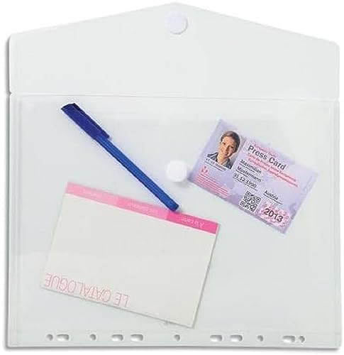 Exacompta 57381E 5er Pack Reißverschlusshüllen DIN A4 aus starkem Kunststoff mit Rand zum Abheften ideal zur Aufbewahrung von Kleinteilen oder Geld transparent von EXACOMPTA