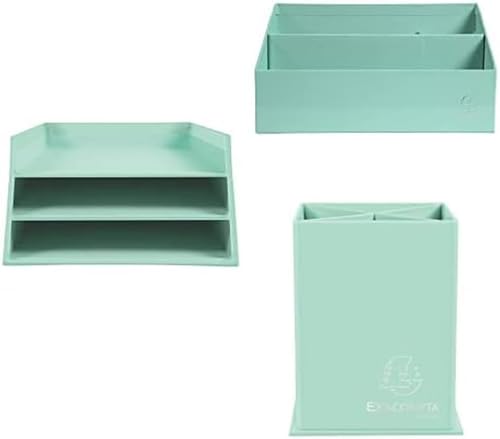 Set aus: Exacompta Aquarel Briefablage, Sortierbox & Stiftehalter Pastellfarbe Grün von Exacompta