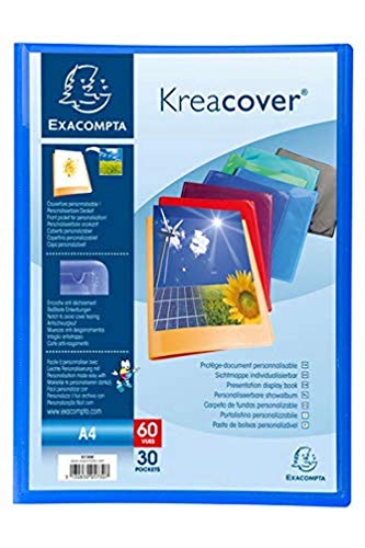 Exacompta 5730E Sichtmappe KeaCover aus Kunststoff DIN A4 mit 30 Klarsichthüllen, 60 Sichten, perfekt für die Schule und das Büro Aktenhülle, Prospekthülle, 1 Stück Zufallsfarbe von Exacompta