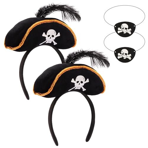 Exacoo Schwarzer Piratenhut mit Stirnband und Augenklappe, 2 Stück Exacoo Schwarzer Piratenhut mit Stirnband und Augenklappe, 2 Stück von Exacoo