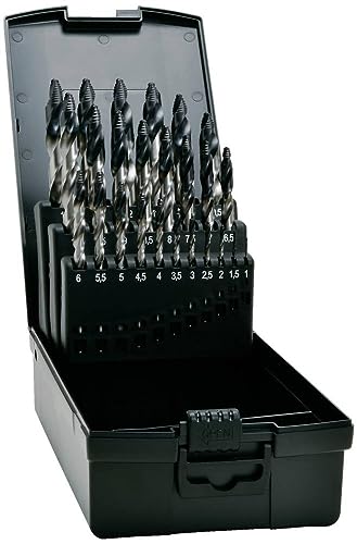 Exact 74962 TIAIN-Tip Spiralbohrer-Set 1 mm, 1.5 mm, 2 mm, 2.5 mm, 3 mm, 3.5 mm, 4 mm, 4.5 mm, 5 mm, 5.5 mm, 6 mm, 6.5 von Exact