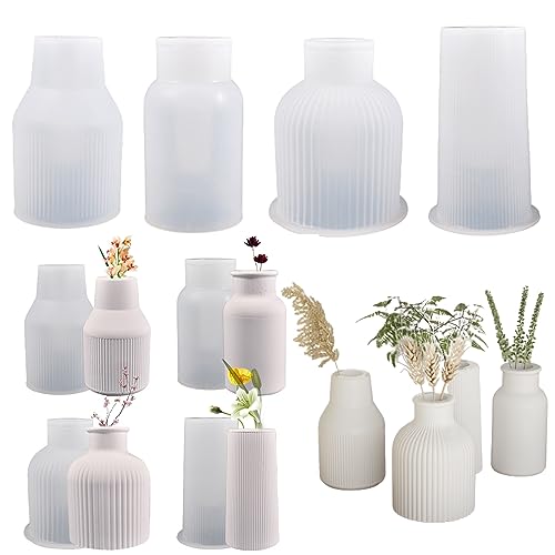 4 Stück Vasen Silikonformen Gießformen,DIY Vases Epoxidharz Formen,Vase Weiß Silikonform Gießform,Blumenvase Silikon Gießform,Zur Herstellung von Stifthaltern,Vase 4 Stück Vasen Silikonformen Gießformen,DIY Vases Epoxidharz Formen,Vase Weiß Silikonform Gießform,Blumenvase Silikon Gießform,Zur Herstellung von Stifthaltern,Vase von Exbrith