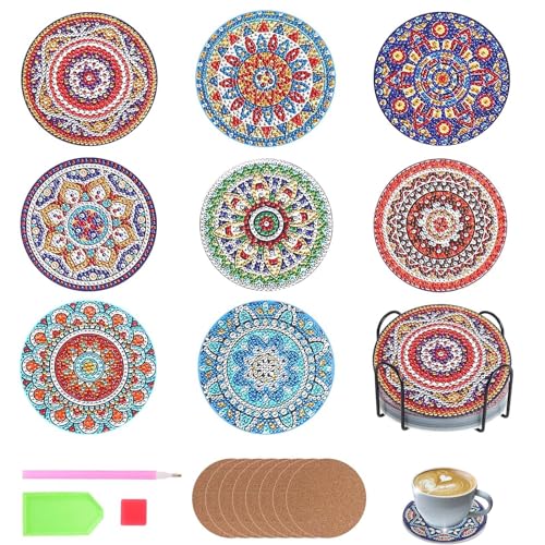 8 Stück Diamond Painting Untersetzer mit Halter, Mandala Coasters, Diamant Tassenuntersetzer, Untersetzer Geeignet für Teetassen, Weingläser, Geeignet für Anfänger, Erwachsene Und Kinder 8 Stück Diamond Painting Untersetzer mit Halter, Mandala Coasters, Diamant Tassenuntersetzer, Untersetzer Geeignet für Teetassen, Weingläser, Geeignet für Anfänger, Erwachsene Und Kinder von Exbrith