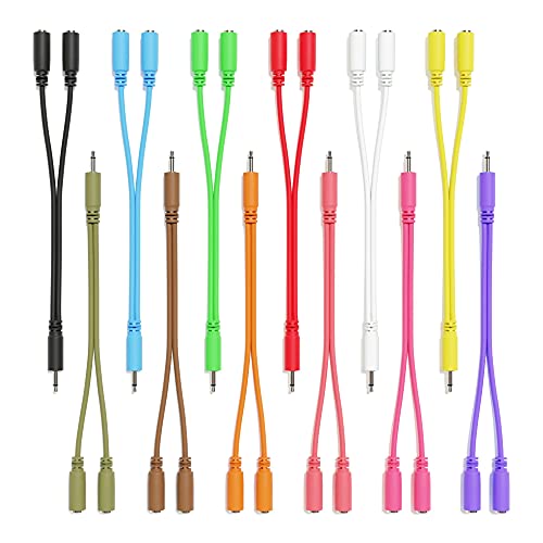 ExcelValley - 12-Pack - Mono Splitter Y Patchkabel - TS 3,5mm 1/8" Eurorack Synth Synthesizer von ExcelValley