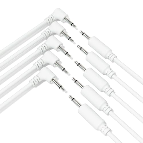 ExcelValley - 5-Pack Hybrid Mono Modular Patchkabel TS 3,5mm 1/8" [Weiß | 200 cm - 78,74"] von ExcelValley