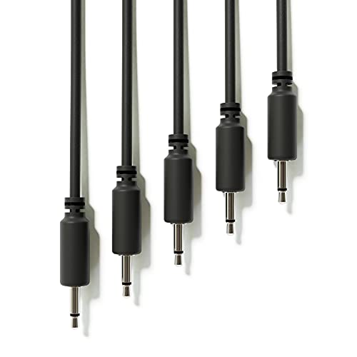 ExcelValley - 5-Pack - Mono Modular Patchkabel - TS 3,5mm 1/8" Eurorack Synthesizer [Schwarz | 20 cm - 7,87"] von ExcelValley