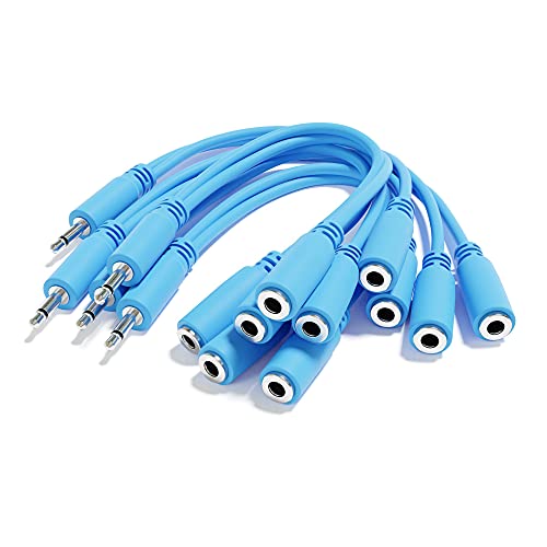 ExcelValley - 5-Pack - Mono Splitter Y Patchkabel - TS 3,5mm 1/8" Eurorack Synth Synthesizer [Blau] von ExcelValley