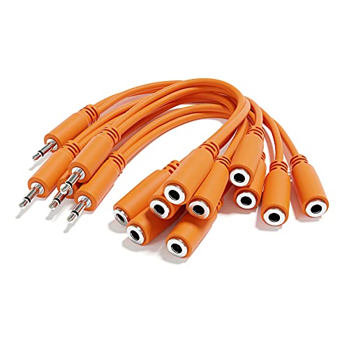ExcelValley - 5-Pack - Mono Splitter Y Patchkabel - TS 3,5mm 1/8" Eurorack Synth Synthesizer [Orange] von ExcelValley