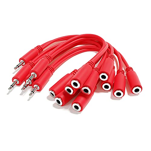ExcelValley - 5-Pack - Mono Splitter Y Patchkabel - TS 3,5mm 1/8" Eurorack Synth Synthesizer [Rot] von ExcelValley