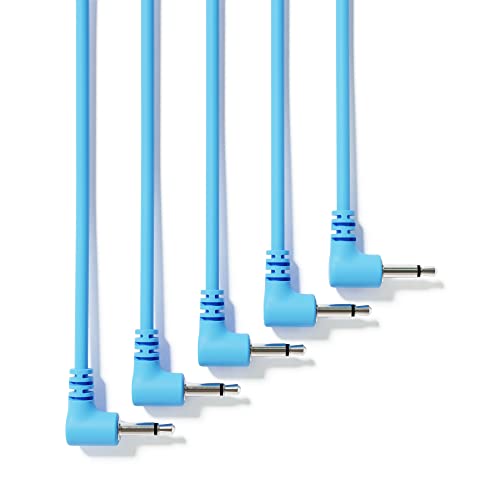 ExcelValley - 5-Pack - Rechtwinkliger Mono Modular Patchkabel - 3,5mm 1/8" Eurorack Synthesizer [Blau | 45 cm - 17,72"] von ExcelValley