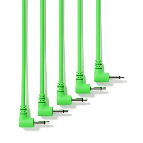 ExcelValley - 5-Pack - Rechtwinkliger Mono Modular Patchkabel - 3,5mm 1/8" Eurorack Synthesizer [Grün | 30 cm - 11,81"] von ExcelValley