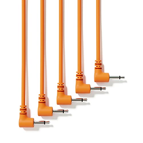 ExcelValley - 5-Pack - Rechtwinkliger Mono Modular Patchkabel - 3,5mm 1/8" Eurorack Synthesizer [Orange | 90 cm - 35,43"] von ExcelValley