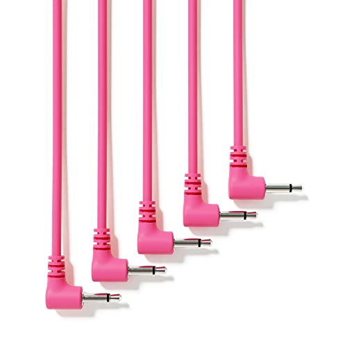 ExcelValley - 5-Pack - Rechtwinkliger Mono Modular Patchkabel - 3,5mm 1/8" Eurorack Synthesizer [Rosa | 120 cm - 47,24"] von ExcelValley
