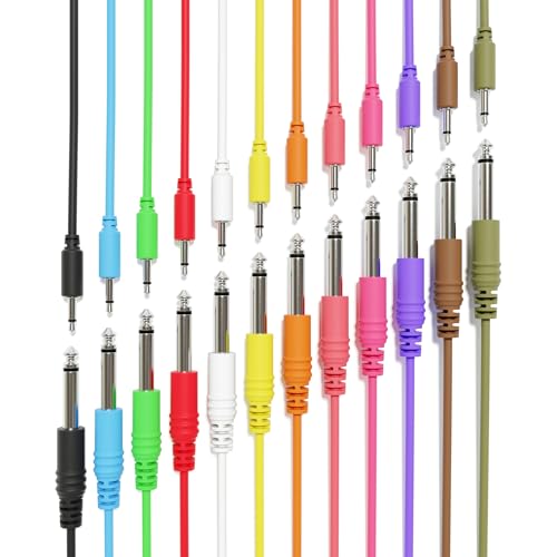 ExcelValley - Mono Patchkabel - TS 3,5mm 1/8" zu 6,35mm 1/4" [12-Pack | 120 cm - 47,24"] von ExcelValley