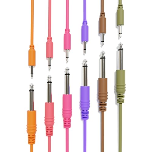 ExcelValley - Mono Patchkabel - TS 3,5mm 1/8" zu 6,35mm 1/4" [6B-Pack | 90 cm - 35,43"] von ExcelValley