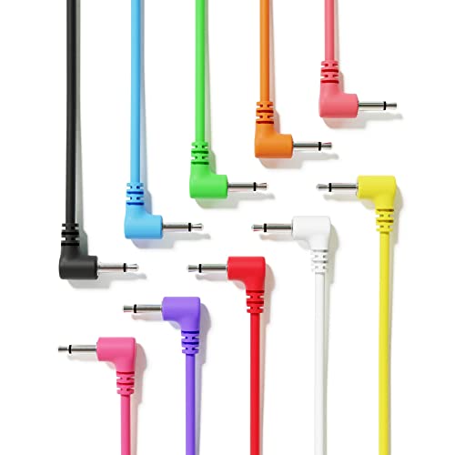 ExcelValley - Rechtwinkliger Mono Modular Patchkabel TS 3,5mm 1/8 Zoll Eurorack Synthesizer [10-Pack | 90 cm - 35,43"] von ExcelValley