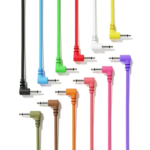 ExcelValley - Rechtwinkliger Mono Modular Patchkabel TS 3,5mm 1/8 Zoll Eurorack Synthesizer [12-Pack | 10 cm - 3,94"] von ExcelValley