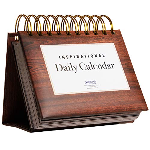 EXCELLO GLOBAL PRODUCTS, Motivierender und inspirierender ewiger Tages-Kalender, selbststehende Staffelei (Holzmaserung) von Excello Global Products