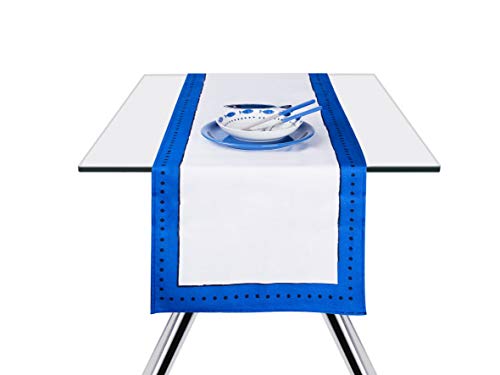 Excelsa Ocean Tischdecke, Baumwolle, 45 x 140 cm, Weiß und Blau von Excelsa