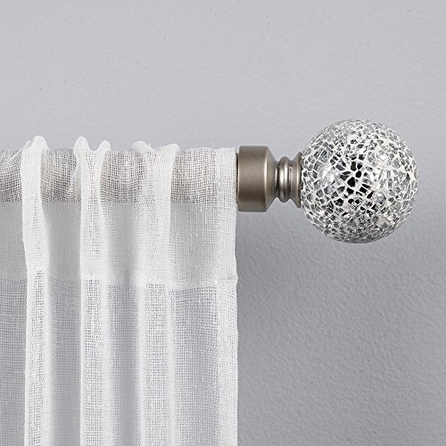 Exclusive Home White Mosaic 1" Curtain Rod and Coordinating Finial Set, Matte Silver, Adjustable 36"-72" von Exclusive Home Curtains