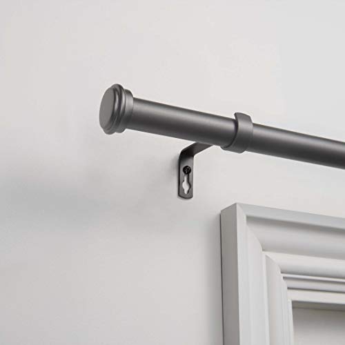 Exclusive Home Curtains Topper Gardinenstange und passendes Endstück-Set, 2,5 cm, Eisen, Gunmetal, 36-72 von Exclusive Home