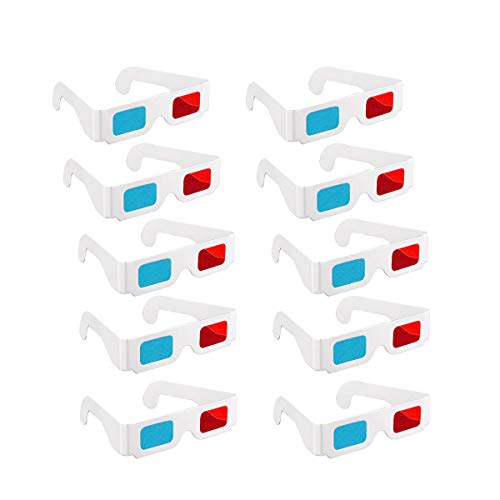 3D Brille 10 Paar Papier Rot und Blau Stereo Brille für Reise und Film Dekoration von ExeQianming