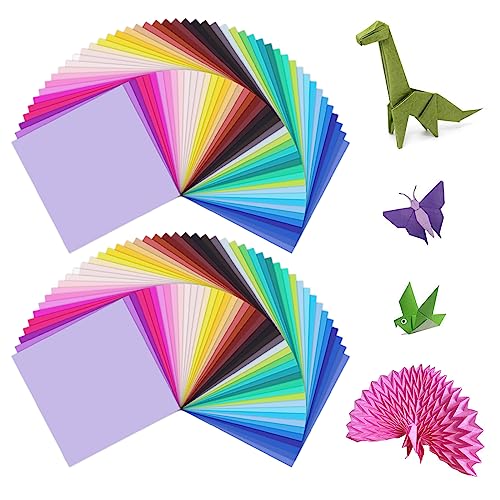 Quadratisches Origami Papier, 100 Blatt 20*20cm Farbige Origami Papier, Origami Paper für DIY Kunst, Bastelprojekte (50 Farben) von ExeQianming