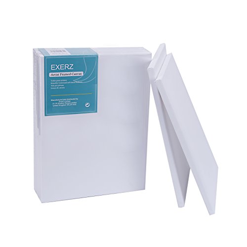 EXERZ 30x40cm Keilrahmen - 5 Packung/Leinwand Gerahmte Kunstleinwände/ 280GSM/ Vorgespannt 100% Baumwolle/dreifach grundiert/Ohne Säure/mittelkörnig / 1.7cm dick von EXERZ