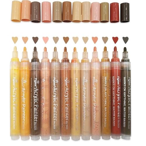 Exeton 12 Stück Hautton Marker Acryl Hautfarben Marker 2/3,0 mm Spitze für Malerei auf Felsen, Fliesen, Glas, Keramik, Holz, Acrylfarbe Marker Exeton 12 Stück Hautton Marker Acryl Hautfarben Marker 2/3,0 mm Spitze für Malerei auf Felsen, Fliesen, Glas, Keramik, Holz, Acrylfarbe Marker von Exeton