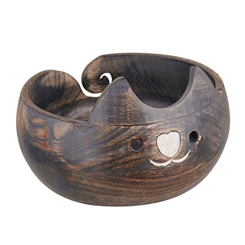 Eximious India Gifts for Women YB2203 Wooden Yarn Bowl Knitting Bowl Large Crochet Yarn Holder YB2203 Handmade Crocheting Accessories and Supplies Organizer 7 x 3 von Eximious India