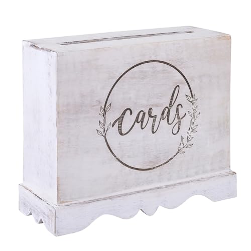 Eximious India KHNDWHTCNC Hochzeitskarten-Box mit Kartenschlitz und Schloss, 30,5 x 25,4 x 11,4 cm, Geschenk-Wunschbrunnen-Karten-Box für Hochzeiten, Empfänge, Geburtstage, Abschlussfeiern, von Eximious India