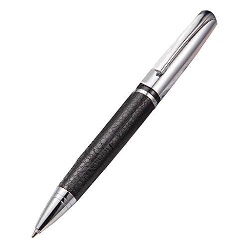 Rotary Business Pen 0,5 mm schwarzes Leder Metall Kugelschreiber Student Geschenk Büro Schreibwaren Zubehör Gelschreiber-Sets für Erwachsene mit Etui von Exingk
