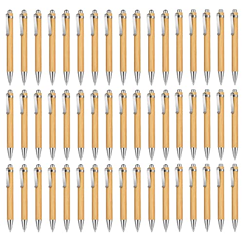 Exogio 100 Stück Holz Kugelschreiber Hochwertig, Gravur Stift für Büro & Schul, Kugelschreibern Schreiben, Kugelschreiber mit Touchpen Nachhaltiges Stylisches Füller Geschenkstift, Schwarze Tinte von Exogio