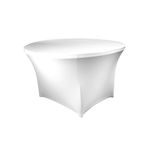 Expand Tischhusse, Tischcover Rund Weiß - Tisch Husse, Cover als Tischdecke - 120cm Durchmesser - Geschlossen - Stretch von Expand