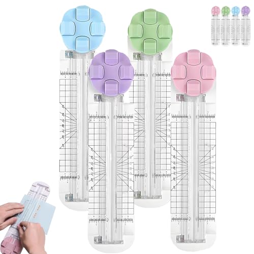4 in 1 Paper Cutter, 4-in-1-Multifunktions-Papierschneider with Straight Wave Perforated Creasing Blades mit Nicht Slip Basis für kreative Freizeit Scrapbooking Fabricing tragbarem Werkzeug(All) von Explcior