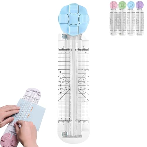 4 in 1 Paper Cutter, 4-in-1-Multifunktions-Papierschneider with Straight Wave Perforated Creasing Blades mit Nicht Slip Basis für kreative Freizeit Scrapbooking Fabricing tragbarem Werkzeug(Blue) von Explcior
