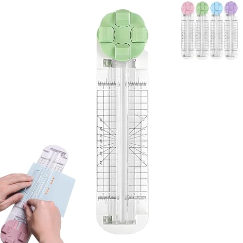 4 in 1 Paper Cutter, 4-in-1-Multifunktions-Papierschneider with Straight Wave Perforated Creasing Blades mit Nicht Slip Basis für kreative Freizeit Scrapbooking Fabricing tragbarem Werkzeug(Grün) von Explcior