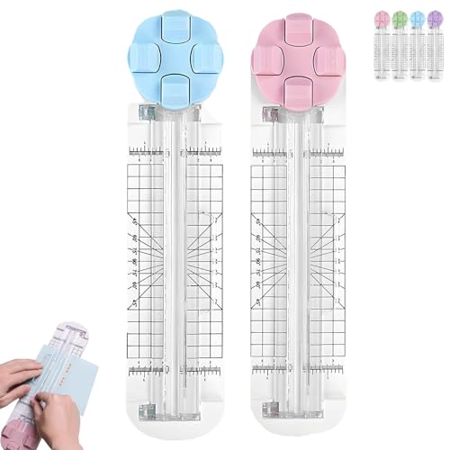 4 in 1 Paper Cutter, 4-in-1-Multifunktions-Papierschneider with Straight Wave Perforated Creasing Blades mit Nicht Slip Basis für kreative Freizeit Scrapbooking Fabricing tragbarem Werkzeug(Mix5) von Explcior